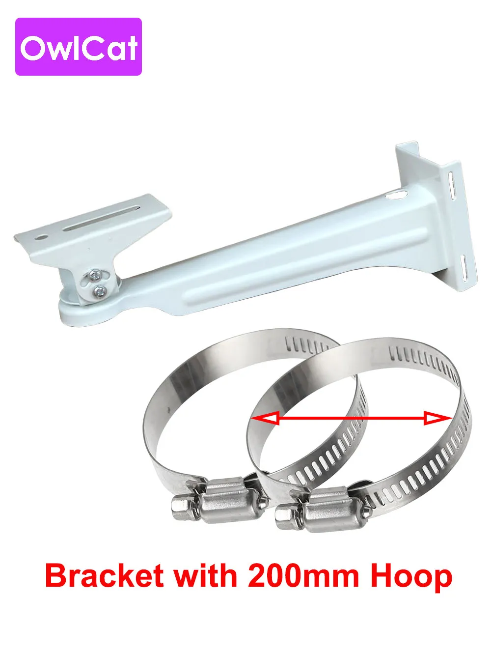 with 200MM hoop Металлический обруч кронштейн полюс/колонна крепления камеры кронштейн для камеры видеонаблюдения s100мм 200 мм 300 мм 400 мм петли - Цвет: with 200MM hoop