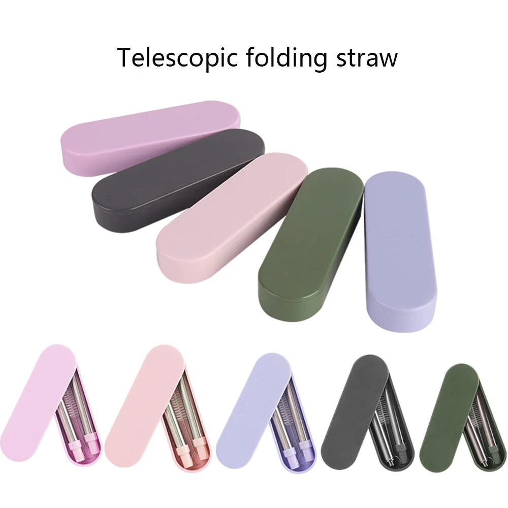 

Telescopic Drinking Straw Collapsible Straw Foldable Reusable Metal Straw With Keychain Hole For Travel Collapsible Straws 4