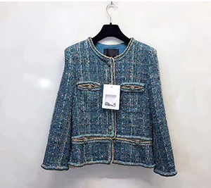 Svoryxiu дизайнерская осенне-зимняя высококачественная пряжа, проволочный твид, павлин, синяя верхняя одежда, куртка, женская шелковая куртка на подкладке, пальто - Цвет: Многоцветный