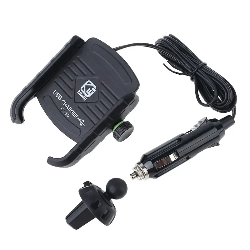 12V 24V 360 градусов автомобильное крепление, устанавливаемое на вентиляционное отверстие в салоне автомобиля держатель для мобильного телефона держатель Благодаря зарядному устройству QC 3,0 USB Зарядное устройство