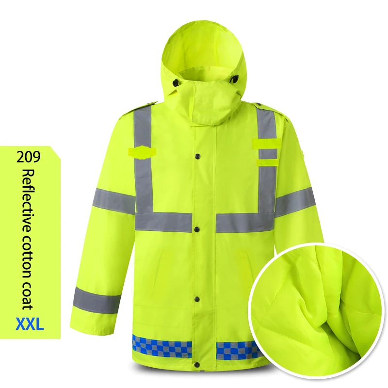 209 XXL Cold protect Зимняя одежда с длинными рукавами, плащ-дождевик Светоотражающие Предупреждение от холода водонепроницаемый светоотражающий безопасный жакет дождь брюки - Цвет: 209 XXL Cold protect