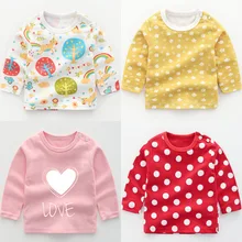 Camiseta de algodão para bebês meninas e meninos, camisetas de manga longa para outono e inverno para recém-nascidos