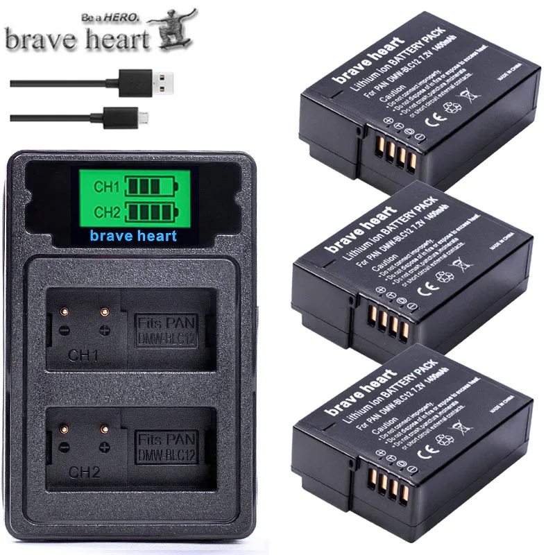 DMW-BLC12 BLC12E BLC12PP DMW BLC12 батарея+ двойное зарядное устройство/USB кабель для Panasonic Lumix FZ1000, FZ200, FZ300, G5, G6, G7, GH2, DMC-GX8