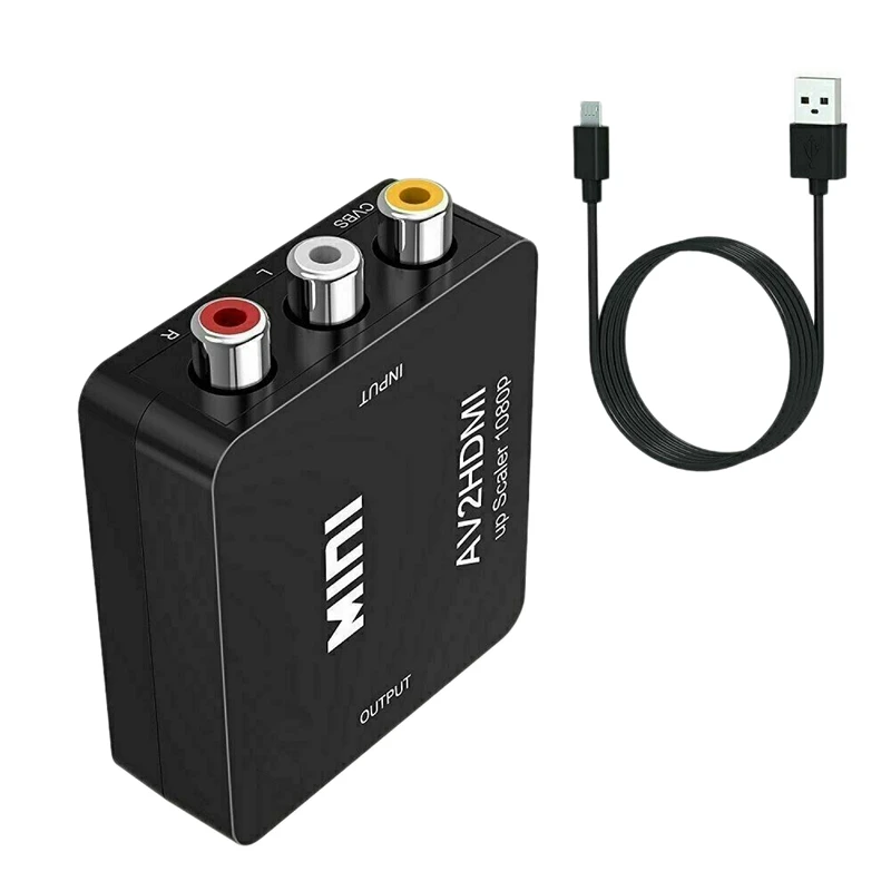

RCA to HDMI Converter, AV TO HDMI Composite AV CVBS Video Adapter 720P 1080P for Wii, NES SNES Supports 4K