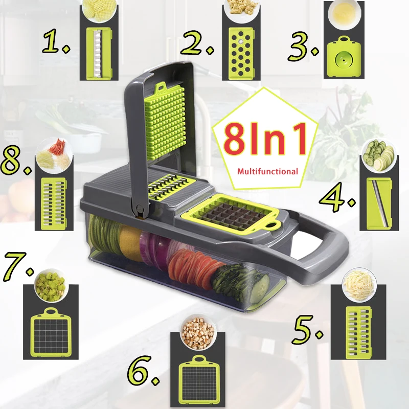 8In1Multifunctional резка овощей картофеля овощерезка для морков Кухня Аксессуары