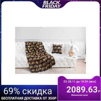 

Bedspread-plaid for children "Etelka" Elephants size 150x215 cm, cotton 100%, blue color, 210 g / m²