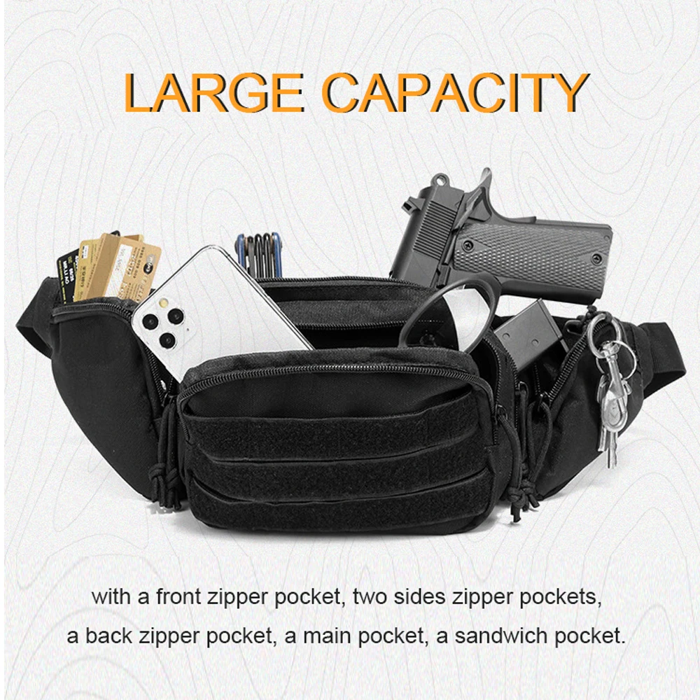 Tactical Waist Bag Concealed Carry Gun Holster Pouch Military Combat Fanny  Pack Molle EDC Pouch Hunting Camping Shoulder Bag