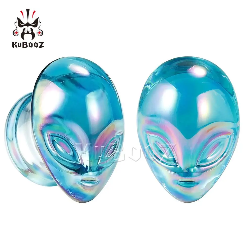 Colorful Alien Glass Ear Body Jewelry Earrings Expanders Screw Piercing Plugs Strechers Fashion Gift For Women Men Wholesale - Окраска металла: Style 1