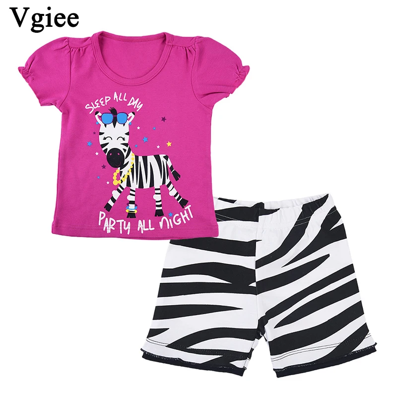 

Vgiee Kids Clothes Girls Boutique Kids Clothing 2019 Fashion Summer Pink Girls Zebra Letter Print Clothes Children Set CC165