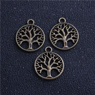 Antique Bronze 12 шт. 18*22 мм продукт Растения Дерево Подвески кулон пять цветов покрытые подвески ювелирные изделия DIY ручной работы ремесло - Окраска металла: Antique Bronze