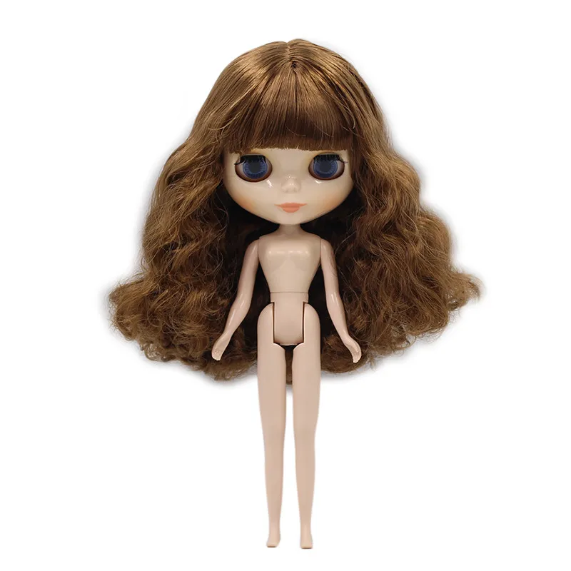 Ледяной фабрики Blyth кукольные 1/6 BJD куклы 30 см Blyth изготовленный на заказ кукла с яркой кожей 7/19 Объединенный корпус игрушки для девочек Специальное предложение, в продаже - Цвет: brown wig