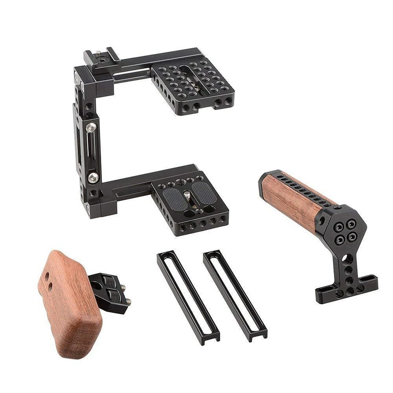 

ABKT-Universal Adjustable Camera Cage Fit for Right Handle and Left Handle Camera(Only Come with Left Handle Grip)