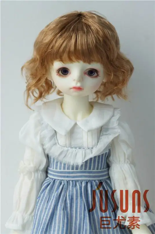 JD260 1/4 1/3 красивый синтетический мохер BJD парики Размер 7-8 дюймов и 8-9 дюймов кукольные волосы леди слегка волнистые волосы bjd - Цвет: 8-9 inch Goldenblond