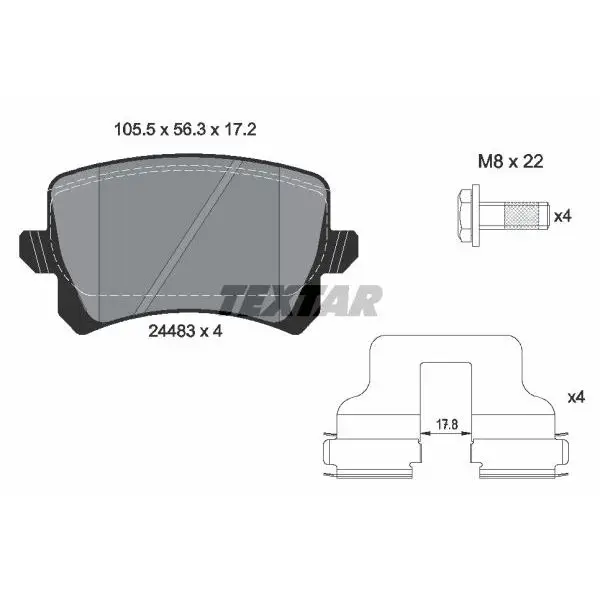 Колодки дисковые задние VW Tiguan 1.4TFSi/2.0TDi/2.0TFSi 07 TEXT