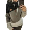 Otoño de las mujeres tres pespuntes de Color cordón Casual con capucha de moda con tapa manga larga cuello Tops de talla grande negro sudadera ► Foto 2/6