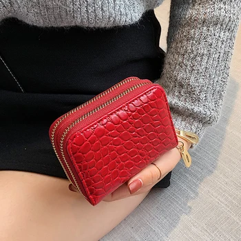 

Crocodile Pattern PU Leather Zipper Wallet for Women 2020 Solid Color Short Purses Female Fashion Simple Card Money Coin Purse