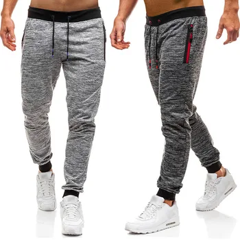 

Hot Sale 2019 Men Casual Mid Waist Sports Pants Gym Trousers Running Sweatpants Solid Color Loose Pants Male
