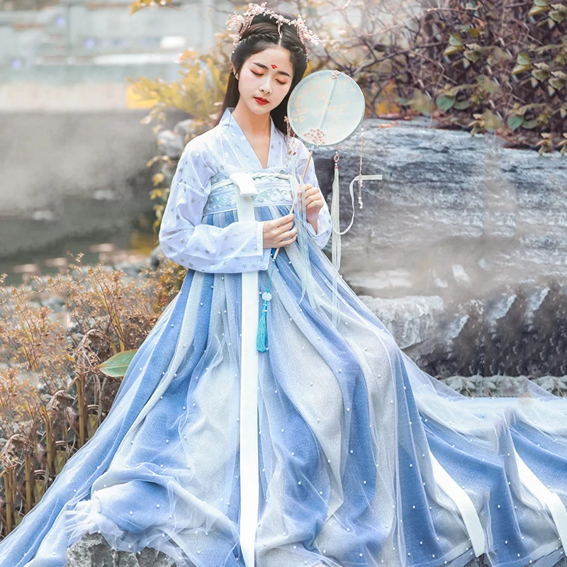 Китайский народный танец Hanfu для женщин Элегантный костюм для восточных танцев династии Тан сказочные платья принцессы древний костюм DL4997