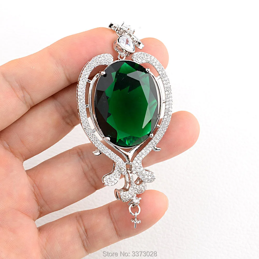 1 pc 38x120mm Big Green CZ Micro Pave Pendant Charm Jewelry Pendant