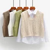 Autumn Women Sweater Vest 2022 Womens Elegant Student V-neck Pullover Korean  Casual Knitting Tops Outerwear ► Photo 1/6