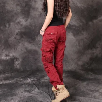 

Hot Sale New Fashion Womens Military Army Cool Ladies Long Casual Cargos Camouflage Straight Casual Pants Cotton Trousers