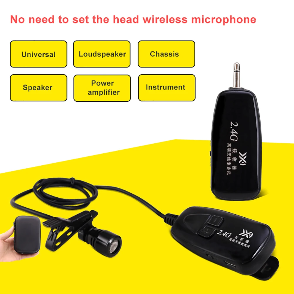 2.4G Wireless Microphone Automatch Condenser Headset with Metal Collar Clip Mic