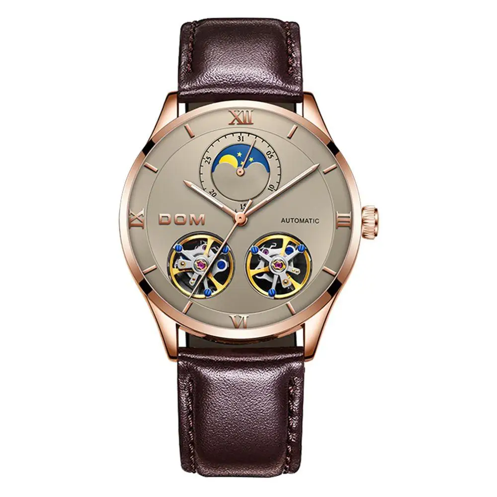 DOM Men's Watches Top Brand Luxury Automatic Mechanical Sport Watch Men Tourbillon Waterproof Men Watch Clock M-1270BK-1M - Цвет: M-1270GL-5M