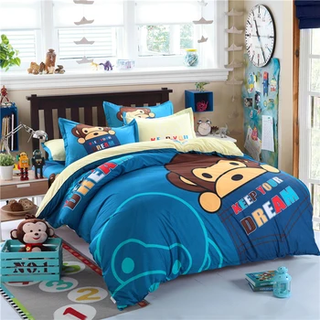 

Mordern Style Bedding Set Cartoon Blue Monkey Duvet Cover Set Twin Full Queen King Size Bed Linen Cute Bed Sheet Kids Bedding