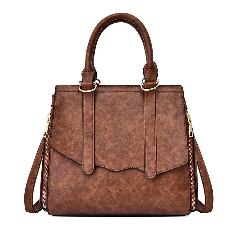 

Bag Women's 2019 New Style WOMEN'S Bag Double Zipper Large-Volume Western Style Handbag Lady Bag