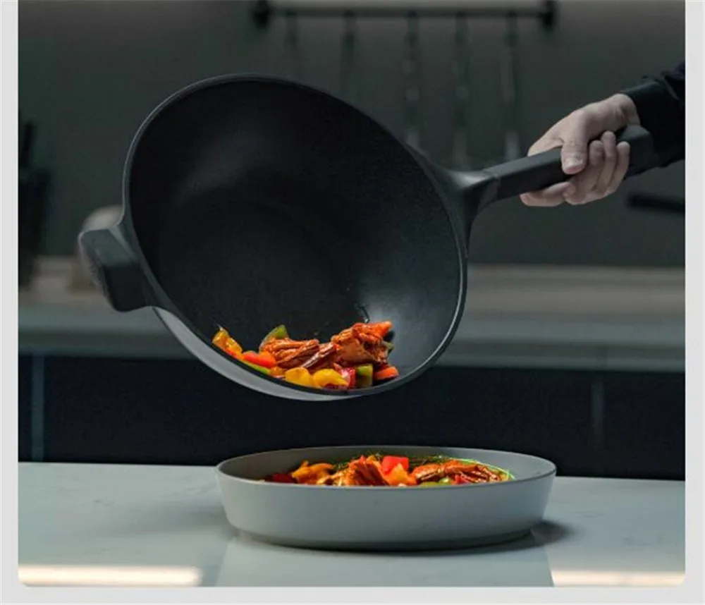 Xiaomi Huohou NonStick Super Platinum Frying Pan Wok Stockpot Milk pan durable Easy to clean High temperature reminder Kitchen Cookware (14)