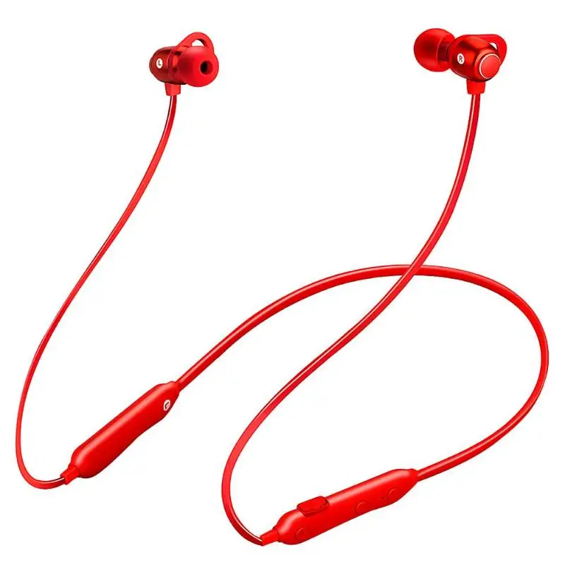 S6 Bluetooth наушники беспроводные Bluetooth 5,0 шейные наушники спортивная Гарнитура для бега с стерео бинауральным микрофоном - Цвет: Красный