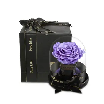 

Enchanted Rose Handmade Preserved Rose Glass Dome on Wood Base Valentine's Day Y5GB