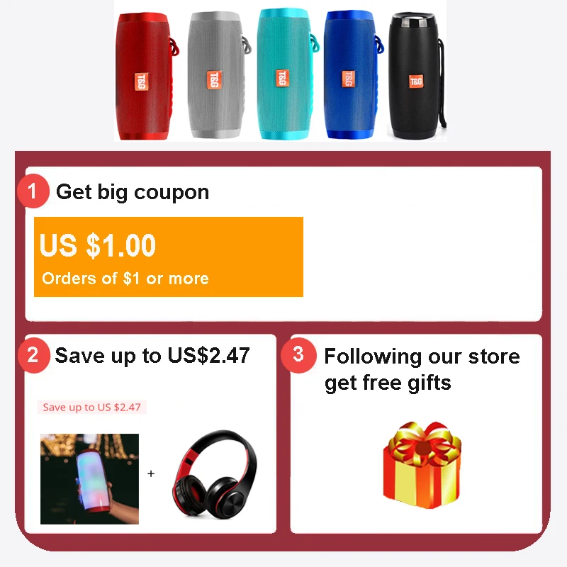 Powerful Portable Speakers Bluetooth Speaker Column Wireless Speaker with LED Night Light TF Card FM Radio Boombox Built in Mic