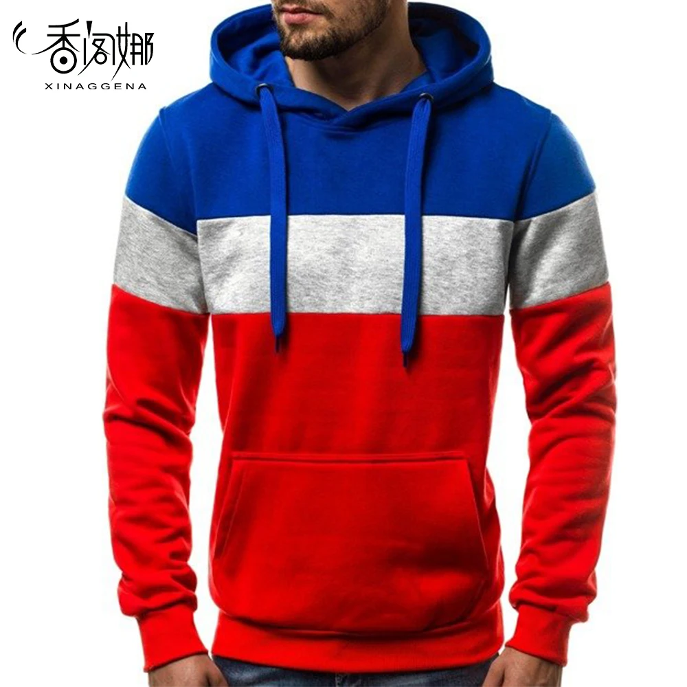

Men's New Fashion Casual Pullover Hoody Coat Color Matching Trend Sweatshirts High Quality Man Hoodies Sweatshirts