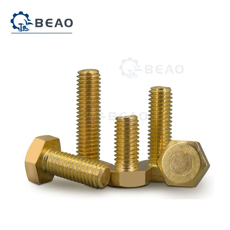 Brass Hex Head Bolts Hexagon Screws M10 M12 x 20/25/30/35/40/45/50/60/80/100 mm 