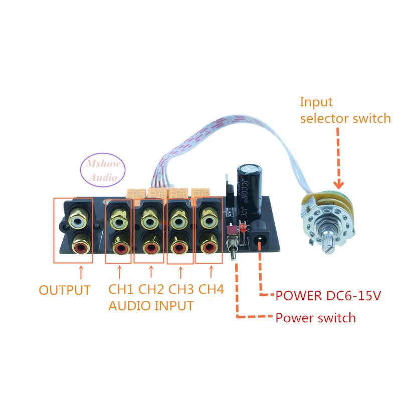 2019 hifi аудио 4 пары RCA входной источник переключатель сигнала для предусилителя