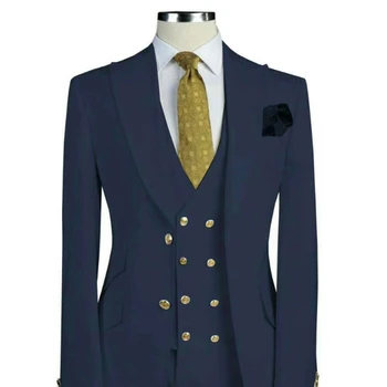 

Suit Set Men's Three-Piece Suit Spring and Autumn Business Slim-Fit Professional Suit Men's Groom Wedding