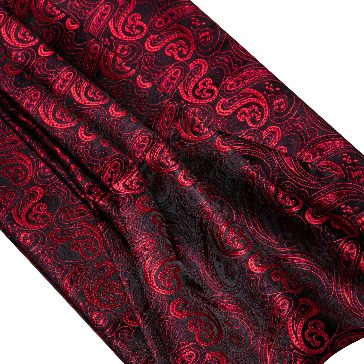 Оптовая продажа красный галстук Аскот для мужчин Шелковый плетеный галстук с ярким узором набор носовые запонки модный мужской подарок