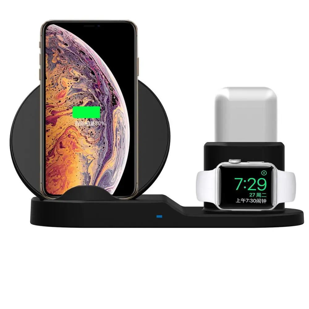 

3 in 1 10W Fast Wireless Charger Dock Station Fast Charging for Apple Watch 5 4 3 For iPhone XR XS Max 8 For AirPods For Samsung
