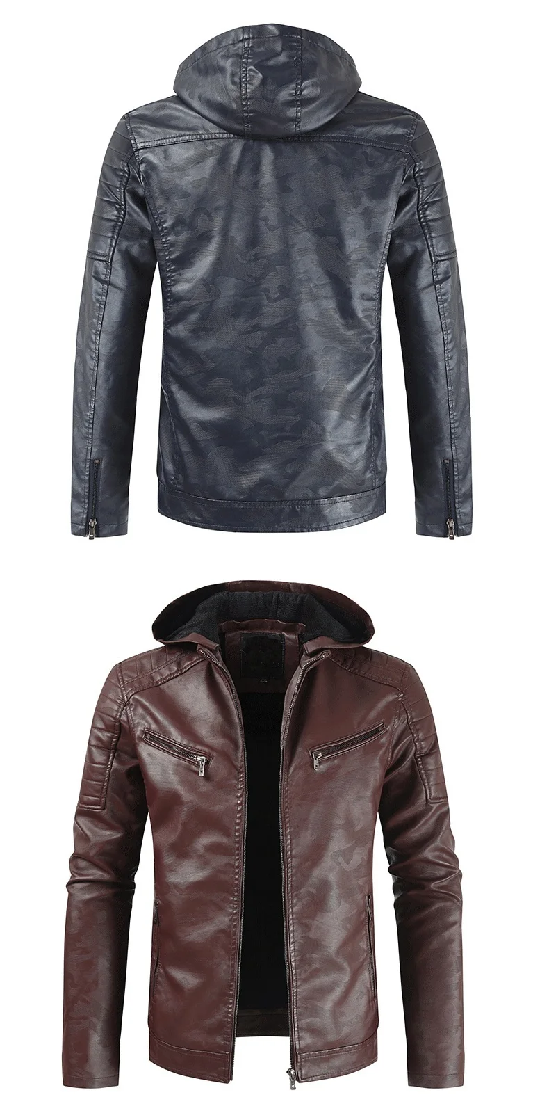 Oumor Мужская зимняя новая мотоциклетная Повседневная винтажная кожаная ...