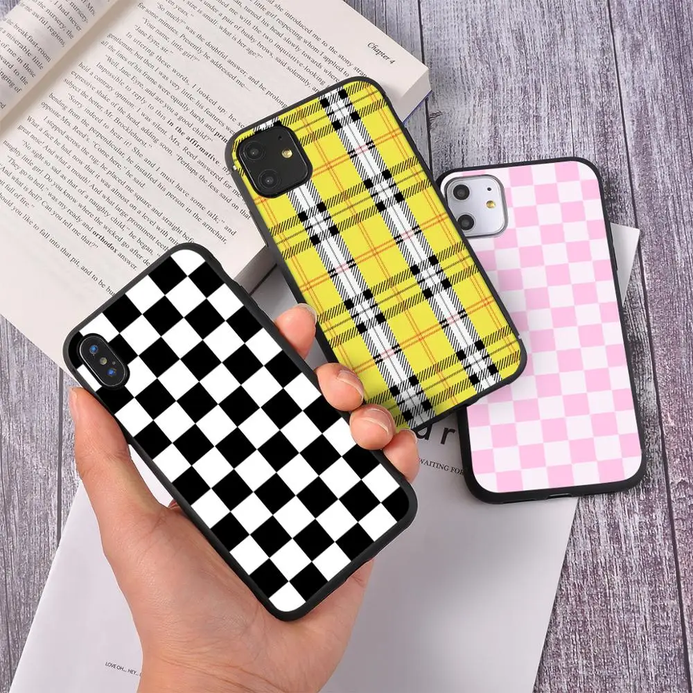 Luxury Geometric Lattice Case For iPhone 11 Pro SE 2020 Black White Phone 5 6 6S 7 8 Plus XR X XS MAX |