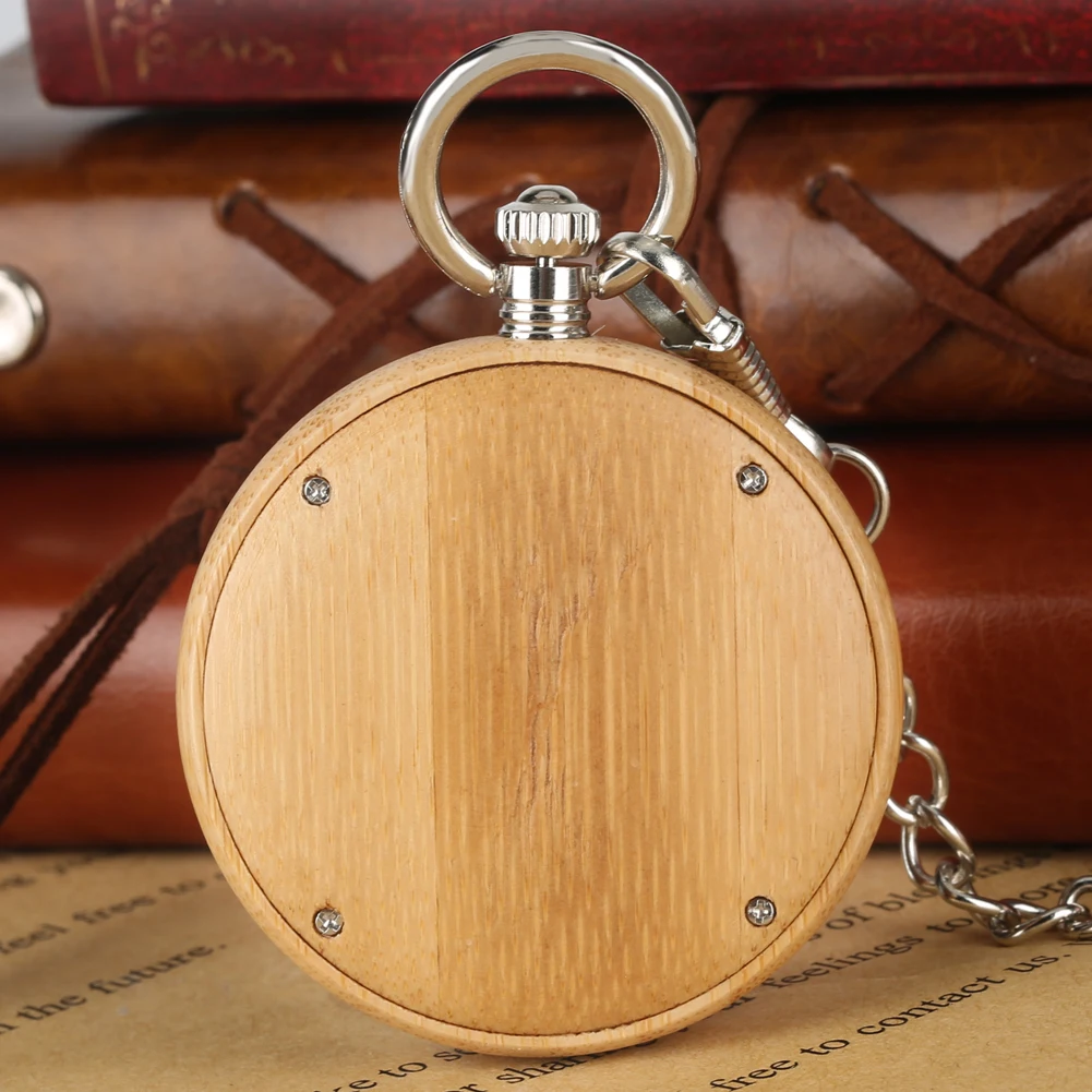 Выразительные деревянные карманные часы с большим циферблатом унисекс привлекательные Серебряные подвесные карманные часы на цепочке