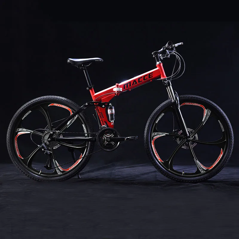 26Inch Folding Mountain Bicycle 21Speed Double Shock Absorption Off-Road Variable Speed Top editioAdult Student One-Wheeled Bike