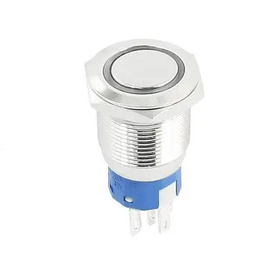 

DC 12V 3A Red LED Angel Eye SPDT 19mm Thread Momentary Metal Push Button Switch