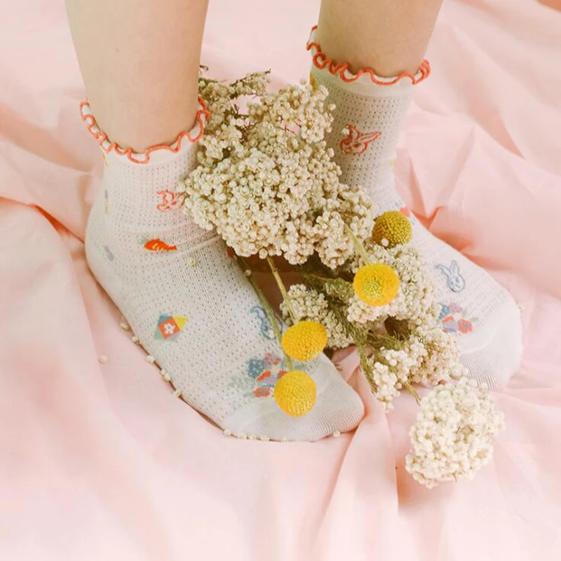 Japan Style Rabbit Socks Women Breathable Mesh Cotton Socks Girls Thin Soft Funny Socks Girls Dress Calcetines Streetwear