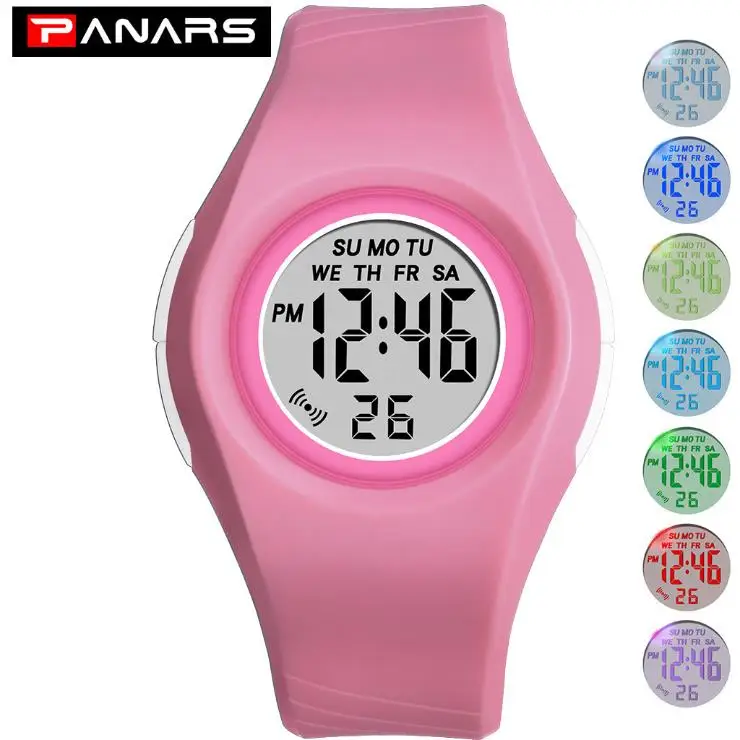 Relógios à Prova Relógio de Pulso Digital para Menino Panars Doces Crianças Dwaterproof Água Esportes Estudante Colorido Luminosa Data Led Menina Cor