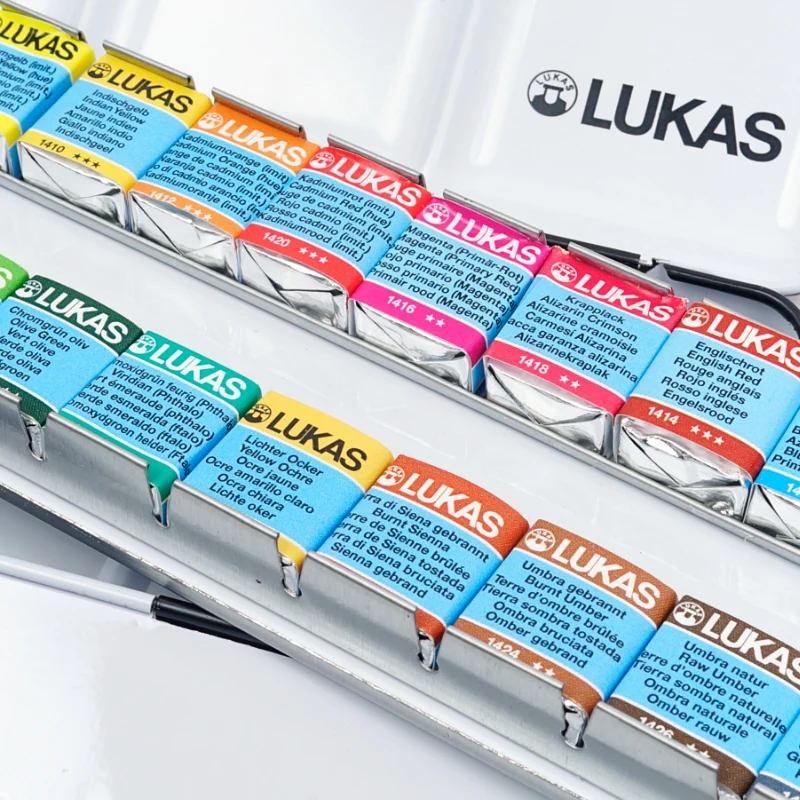Lukas Solid Watercolor Paint Imported Germany 24 Colors Transparent Professional Water Color Sketching Portable Art Supplies