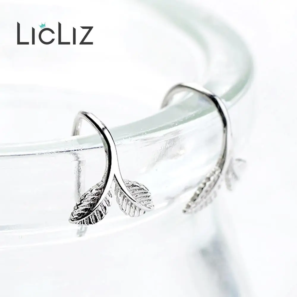 LicLiz 925 пробы серебряные Простые серьги-гвоздики в форме листа для женщин серьги-Крючки серебряные 925 ювелирные изделия Brincos Femme подарки LE0638