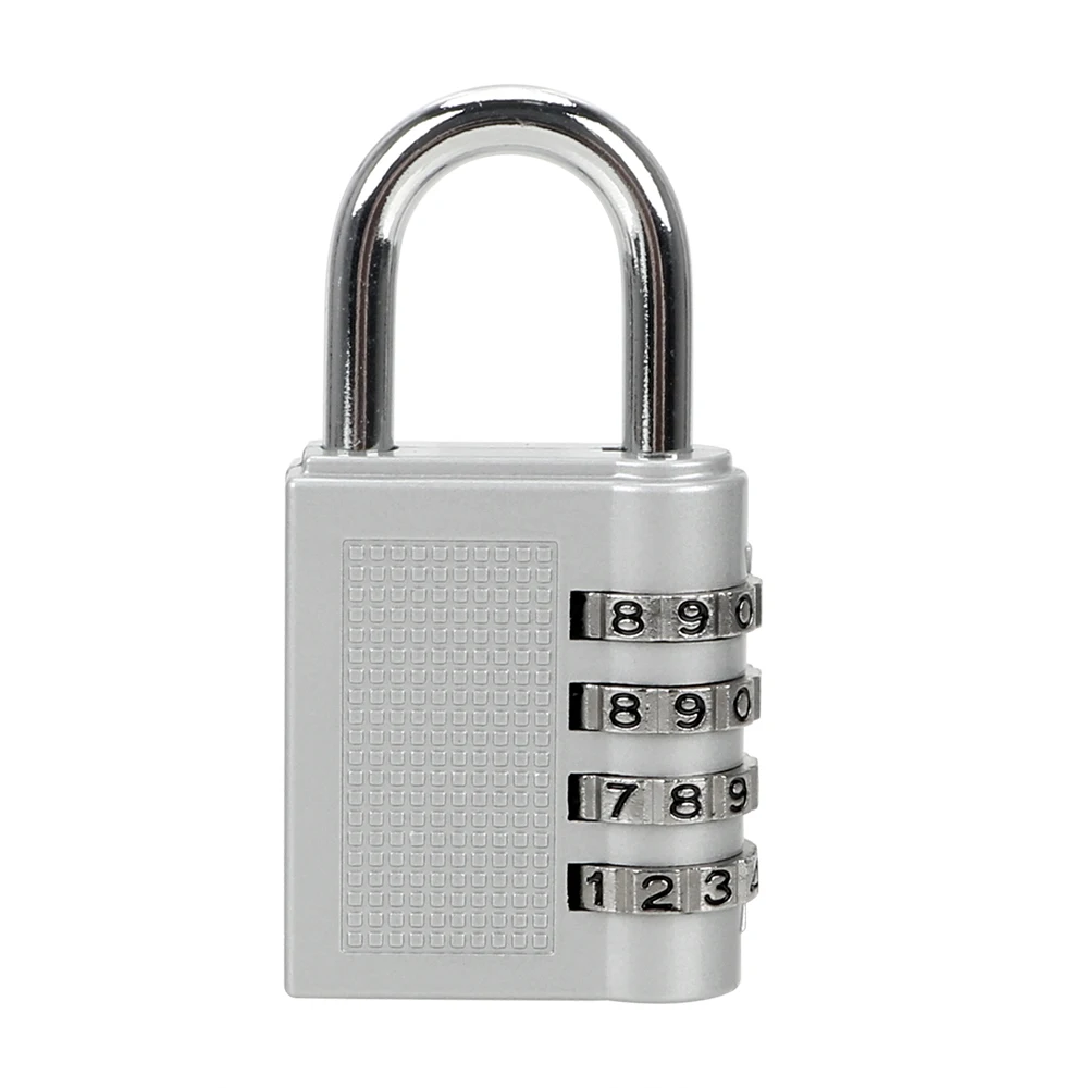 Weatherproof Security Padlock Zinc Alloy Code Padlock Code Lock Combination Padlock 4 Dial Digit Password Lock - Цвет: Серебристый