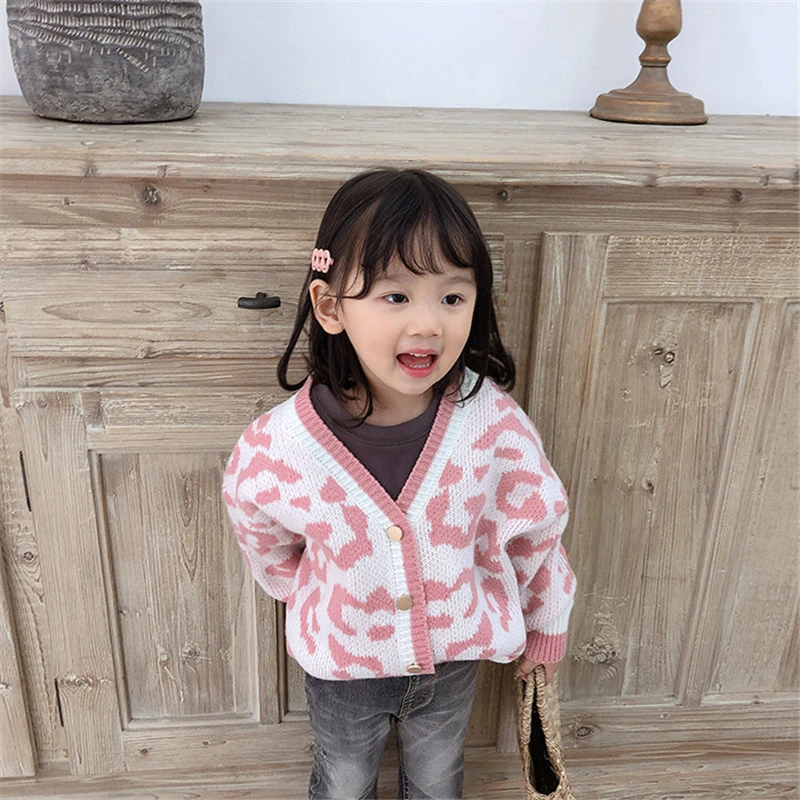 Свитеры для маленьких девочек корейский модный Детский кардиган с принтом